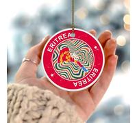 Décorations de Noël 2025 Érythrée - Drapeau du monde - Décoration d'arbre de Noël - Amérique latine - Pays d'Asie - Drapeaux d'Afrique - Cadeau de collection pour décoration d'arbre de Noël en