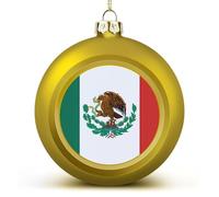 Décorations de Noël 2025 - Grand drapeau du Mexique - Décorations de sapin de Noël - Boules dorées à suspendre pour sapin de Noël