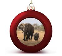 Décorations de Noël 2025 - Grandes boules de Noël incassables à suspendre pour sapin de Noël - Éléphants qui marchent - boules de décoration de Noël de style rouge
