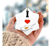 Décorations de Noël 2025 « I Love My Country' Chypre » - Décoration de sapin de Noël - Carte du monde - Drapeau d'État à suspendre - Carte de l'État - Marins - Cadeau de collection pour décoration de