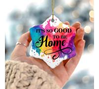 Décorations de Noël 2025 « It's So Good to Be Home » - Décoration de Noël souvenir - Cadeau de collection pour les vacances festives - Cercle en céramique - 7,6 cm - Blanc