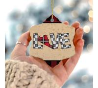 Décorations de Noël 2025 Love Virginia à suspendre - Souvenir de la fête des anciens combattants - Cadeau de collection pour sapin de Noël - Cercle en céramique - 7,6 cm - Blanc