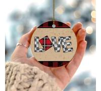 Décorations de Noël 2025 Love WYOMING - Pendentif en porcelaine - État patriotique des États-Unis - Cadeau de collection pour décoration de vacances - Cercle en céramique - 7,6 cm - Blanc