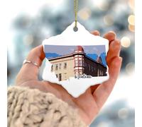 Décorations de Noël 2025 Montana - Cadeau souvenir de l'histoire américaine - Cadeau de collection pour décorations de sapin de Noël - Cercle en céramique - 7,6 cm - Blanc