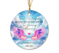 Décorations de Noël 2025 personnalisées en souvenir d'amour - Ornement d'ailes d'ange de Noël, vos ailes étaient prêtes mais notre cœur n'était pas une décoration pour sapin de Noël, décoration de