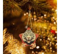 Décorations de Noël 2025 rondes en céramique à suspendre - Avatar de tigre - Ornements de Noël pour sapin de Noël, décorations de vacances, cadeaux d'anniversaire de Noël