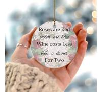 Décorations de Noël 2025 - Roses Are Red Violets Are Blue Wine Costs Less Than A Dinner for Two - Ornement à suspendre - Cadeau de collection pour les vacances festives - Décoration d'intérieur