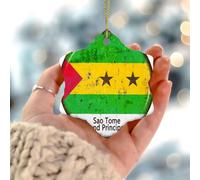 Décorations de Noël 2025 Sao Tomé et Principe Souvenir Amérique latine Pays Europe Asie Afrique Drapeaux de Noël Ornement de Noël Festival des pays du monde Cadeau de collection pour décoration