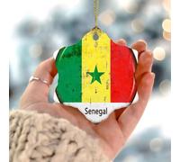 Décorations de Noël 2025 Sénégal - Décoration d'arbre de Noël - Drapeau de l'Amérique latine - Drapeaux européens - Bannière de Noël - Cadeau de collection pour décoration de vacances en céramique