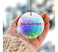 Décorations de Noël 2025 Singapour - Drapeau de la ville - Cadeaux pour anciens combattants - Décoration d'arbre de Noël - Carte de l'État - Marins - Cadeau de collection pour intérieur et intérieur