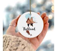 Décorations de Noël 2025 Thaïlande Keepsake Nation' Art Print Landmark Cadeau de Noël Ornements de Noël Contemporain Célèbre Architecture Européenne Cadeau de collection pour décorations de sapin de