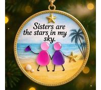 Décorations de Noël - 2D Acrylic Best Sisters Friendship Pendants | Indoor Outdoor Home Decor Christmas Ornaments | Holiday Seasonal Display Tree Decoration for House Party Front Yard Winter