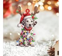 Décorations de Noël 2D en acrylique - Jolis bois de Noël dalmatien - Décoration pour sapin de Noël, Nouvel An, cadeau d'anniversaire pour chien, maman, papa