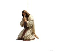 Décorations de Noël 2D Jésus, miroir plat en acrylique avec chaîne pour décorations de sapin de Noël, cadeaux chrétiens (C)