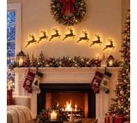 DéCorations De NoëL 3d En Bois Lumineuses En Forme De Renne, DéCorations Murales De NoëL Led En Forme De Renne, Pour Les Couloirs, Les Chambres Et Les PièCes à Vivre (C)