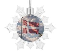 Décorations de Noël 3D en forme de drapeau danois du Danemark - Flocons de neige à suspendre en plastique incassable - Flocons de neige à paillettes pour cheminée, fenêtre, vacances, cadeau de fête