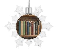 Décorations de Noël 3D en forme de livres sur la bibliothèque, décorations à suspendre pour sapin de Noël en plastique incassable - Flocons de neige pailletés - Décoration pour cheminée, fenêtre