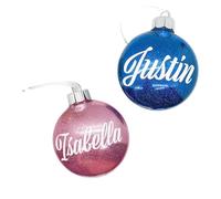 Décorations de Noël à paillettes avec nom personnalisé, boule décorative pour sapin de Noël (multicolore, 8 cm)