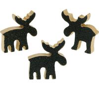 Décorations de Noël à saupoudrer Élan Bois Noir Scintillant Idéal décoration de table 5×5,5cm 12 pcs