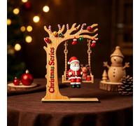 Décorations de Noël à suspendre - Décoration de table en bois avec balançoire de Père Noël et renne - Ornement en bois avec chaussette en sucre d'orge, bureau pour la maison, les fêtes de fin d'année