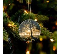 Décorations de Noël à suspendre en forme de forêt d'aube - Ornements à suspendre pour sapin de Noël, pendentif circulaire personnalisé en acrylique pour cadeaux souvenirs de vacances