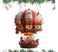 Décorations De Noël À Suspendre en Forme De Montgolfière, Décoration Murale Plate en Acrylique 2D, décor de Ballon de Père Noël en Acrylique pour Jardin, Cour
