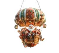 Décorations De Noël À Suspendre en Forme De Montgolfière, Père Noël - Ornement Acrylique 2D, Décoration Murale Plate en Forme De Montgolfière, Décorations De N-oël pour Jardin Et Cour