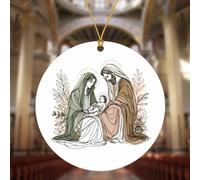 Décorations de Noël à suspendre pour 1 pièce ronde en acrylique pour crèche de Noël L'arrivée de Dieu Décoration d'intérieur et d'extérieur