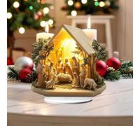 Décorations de Noël à suspendre pour nouveau-né - Scène plate élégante en acrylique 2D - Dessus de table unique pour la maison, l'église, les vacances (C, taille unique)
