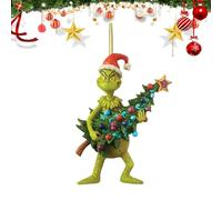 Décorations de noël à Suspendre pour Sapin de noël Grin-ch, Ornement Suspendu, décorations Amusantes en résine Verte pour la Maison, Les Vacances (A)