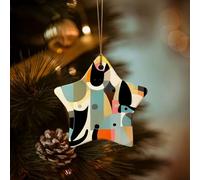 Décorations de Noël à suspendre pour sommet de sapin de Noël - Art moderne du milieu du siècle - Décoration en céramique en forme d'étoile - Cadeau souvenir à suspendre pour sapin de Noël, Nouvel An