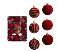 Décorations de Noël à suspendre Transformez votre scène de vacances avec 12 pièces floquées rouges idéales pour une joyeuse fête (B, 24 cm)