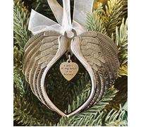 Décorations de Noël ailes d'ange - Commémoration de la perte d'un être cher avec un ruban de soie et sac cadeau rouge pour sapin