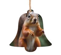 Décorations de Noël amusantes en bois imprimé écureuil - 4 formes au choix : ange, cloche, arbre, bonhomme de neige | Bois sculpté respectueux de l'environnement pour décoration de sapin de Noël avec