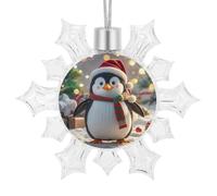 Décorations de Noël amusantes en forme de pingouin et flocons de neige à suspendre - 9,4 x 10,4 cm - En plastique pailleté - Décoration pour les vacances, l'hiver, la fenêtre - Cadeau de fête