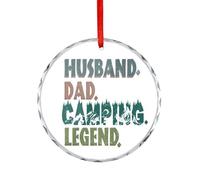 Décorations de Noël amusantes pour arbre, mari, papa, camping, légende en verre, pendentif de camp, décoration de fête d'hiver, cadeaux de Noël, rond, 7,5 cm