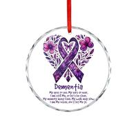 Décorations de Noël amusantes pour arbre, souvenir en verre avec définition de la démence, pendentif décoratif de fête d'hiver, cadeau de Noël pour la sensibilisation à la maladie d'Alzheimer, rond