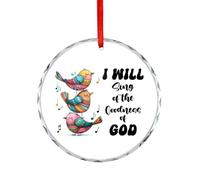 Décorations de Noël amusantes pour arbre, souvenir en verre « I Will Sing of the Goodness Of God », pendentif chrétien, décoration de fête d'hiver, cadeaux de Noël, rond, 7,5 cm