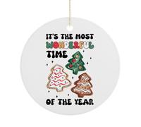 Décorations de Noël amusantes pour sapin, « It's The Most Wonderful Time of The Year » - Souvenir en porcelaine imprimée recto verso - Décoration de fête d'hiver - Cadeaux de Noël - Rond - 7,6 cm