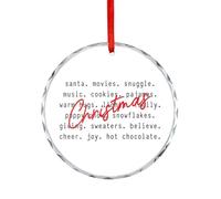 Décorations de Noël amusantes pour sapin - Souvenir en verre avec mots - Pendentif décoratif de fête d'hiver - Cadeau de Noël pour la famille et les amis - Rond - 7,5 cm