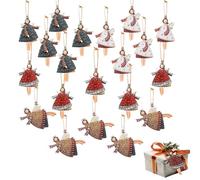 Décorations de Noël Ange 20 pièces Petits pendentifs en Bois 8 cm suspensions Multicolores pour Sapin de Noël, fête, Avent, Cadeau de Fin d année