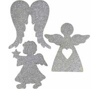 Décorations de Noël ange argent paillettes bois 8cm 24 pièces figures matériel de bricolage