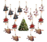 décorations de Noël Anges en Bois 40 pièces suspensions 6 * 8?cm Multicolores pour Sapin, Maison, fête, Cadeau, Avent, Noël avec ficelles incluses