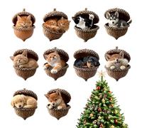 Décorations de Noël Animaux Glands - Décorations Suspendues en Acrylique 2D - 10 Pièces De Pendentifs Animaux Mignons - pour Voiture Rétroviseur Fenêtre Mur Porte Maison Fête Familiale Amis
