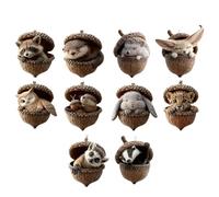 Décorations de Noël Animaux Glands,Pendentif Acrylique 2D Pour Fêtes | Pendentifs Rustiques Animaux 10 Pièces | Pour Voiture Rétroviseur Fenêtre Mur Porte Maison Fête Familiale Amis
