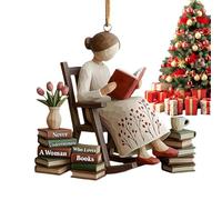Décorations De Noël Antiques | Pendentif En Acrylique 2D Décoratif - Ornement Pour Les Amateurs De Livres,Pour Maison Famille De Bibliothèque Amis Femmes Lectrices Filles Saison Des Fêtes Thanksgiving