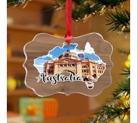 Décorations de Noël australiennes - Œuvre d'art moderne - Paysage urbain - Souvenir amusant - Disques en acrylique transparent - Architecture européenne contemporaine - Souvenir pour décoration de