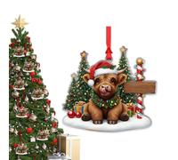 Décorations de Noël avec vaches des hautes terres | 1 rustique des hautes terres | Décorations saisonnières en acrylique 2D de 8 cm | Idéal pour la maison, arbre de Noël, hôtel, Dor