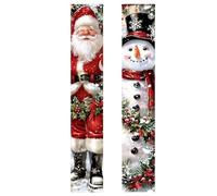 Décorations de Noël, bannière de bonhomme neige, 2 bannières porte Noël Père et bonhomme neige, panneaux porche suspendus pour fête d'hiver dans la cour, entrée murale la maiso
