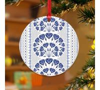 Décorations de Noël bleues et blanches du Caire - Style bohème sud-ouest - Disques en acrylique transparent - Pour décoration de sapin de Noël, étiquettes cadeaux, plaques nominatives